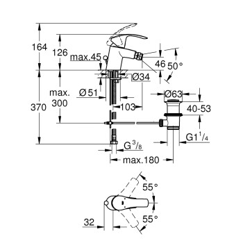 Bidē maisītājs Grohe Eurosmart S-Size, hromēts 32929002