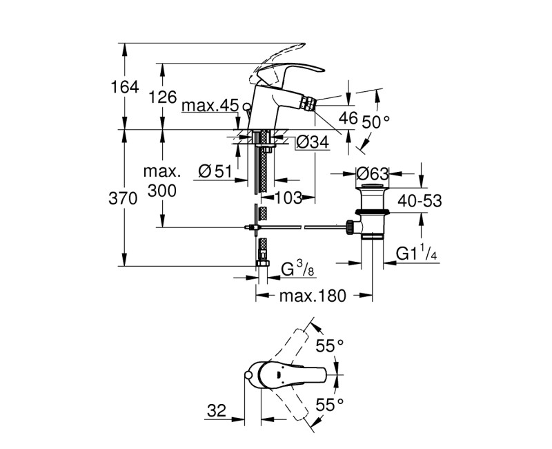Bide maisītājs Grohe Eurosmart  S-Size, hromēts 32929002