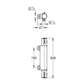 Dušas maisītājs GROHE Grohtherm 800 ar termostatu Long-Life apdare hromēts 34755000