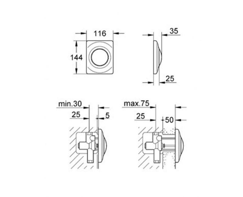 Poga iebūvējamam rāmim Grohe Surf Balta 37018SH0