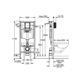Iebūvējamais rāmis Grohe Rapid SL podam H=1.13m 38848000