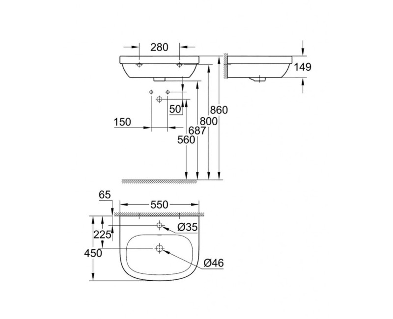 Раковина для ванной комнаты Grohe Euro Ceramic 55x45 см Белый