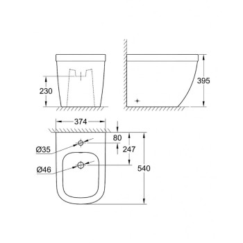 Bide GROHE Euro Ceramic ar pārplūdi, Balts 39340000