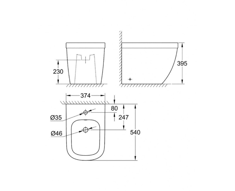 Bide GROHE Euro Ceramic ar pārplūdi, Balts 39340000