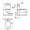 Tualetas Grohe Bau Ceramic su Soft Close + greito atlaisvinimo dangčiu 39347000