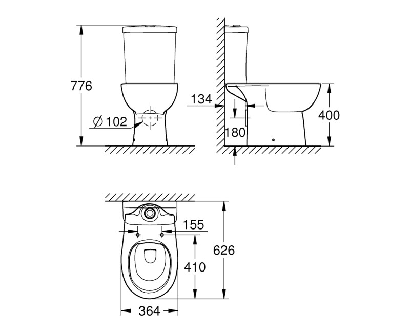 Унитаз Grohe Bau (без бачка) белое