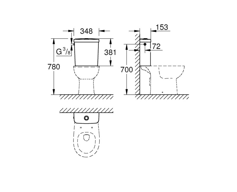 Grohe Bau Ceramic tualeto skalojamoji dėžė balta 39437000
