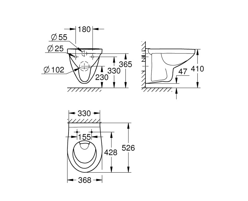 Pakabinamas tualeto unitazas Grohe Bau Ceramic be dangčio 39491000