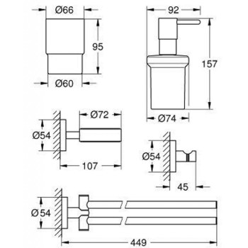 Набор аксессуаров Grohe Essentials, отделка StarLight®, хром 40846001