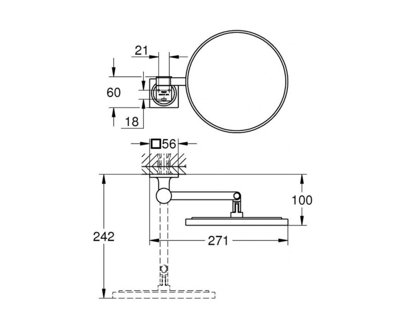 Kosmētikas spogulis Grohe Allure brushed hard graphite 40967AL1