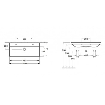 Vannas istabas izlietne Villeroy & Boch Avento CeramicPlus 100x40cm, Balta