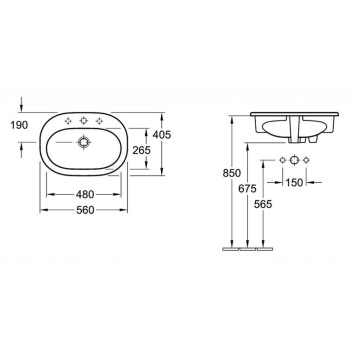 Раковина для ванной Villeroy & Boch O.novo CeramicPlus, отделка, 56x41 см, цвет белый 416156R1