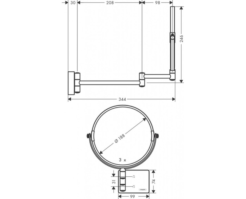 Kosmētikas spogulis Hansgrohe AddStoris Pulēts Zelts 41791990