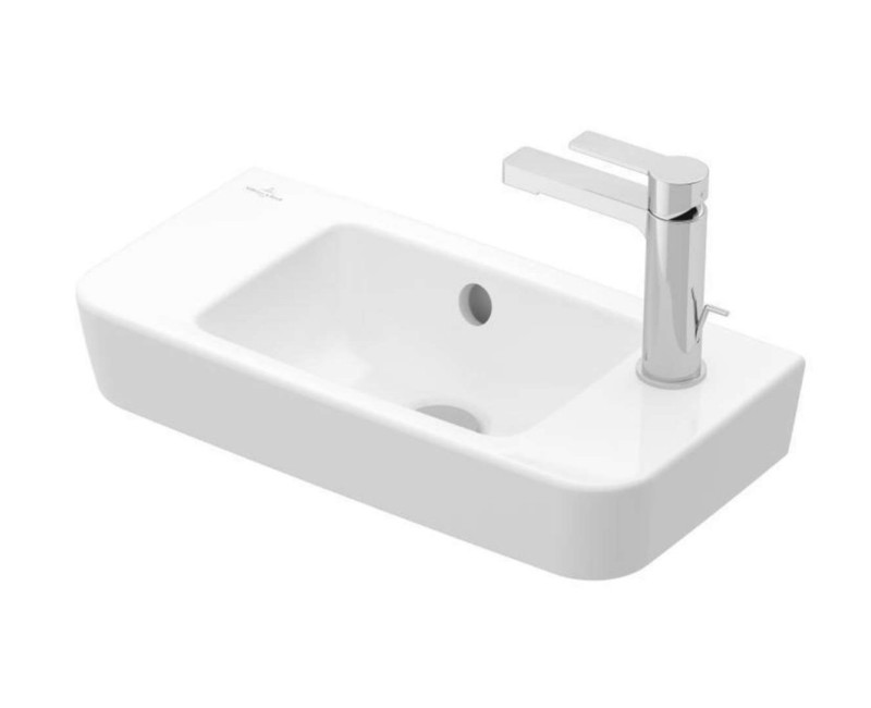 Vannas istabas izlietne Villeroy & Boch O.novo Compact 50x25cm, Labā puse, Balta 4342R501