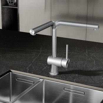 Virtuves izlietnes maisītājs Kludi-L STEEL Izvelkams Stainless Steel Brushed 45851F877