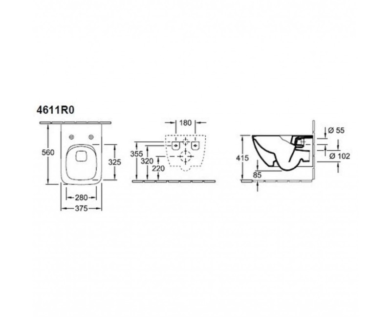 Pakabinamas tualetas Villeroy & Boch Venticello CeramicPlus DirectFlush Rimfree, AquaReduct plovimas, Be dangčio, Baltas 4611R0R1
