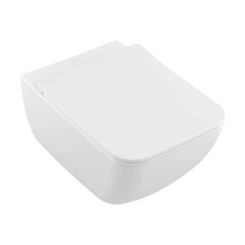 Pakabinamas tualeto bakelis Villeroy & Boch Venticello DirectFlush CeramicPlus Rimless su SoftClose dangčiu, baltas 4611RLR1