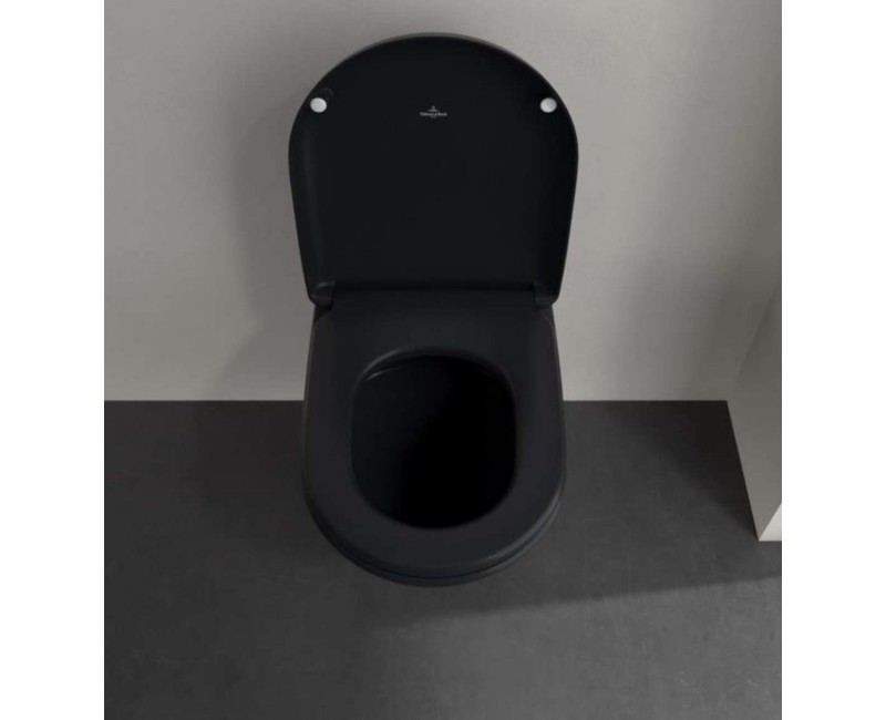 Piekaramais pods Villeroy & Boch Antao CeramicPlus, TitanGlaze, TwistFlush Rimfree Melns 4674T0R7