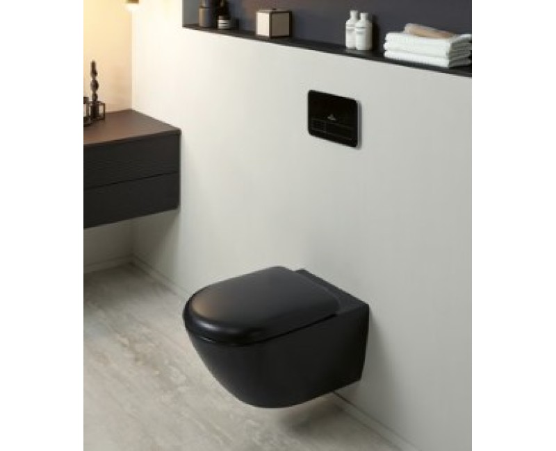 Piekaramais pods Villeroy & Boch Antao CeramicPlus, TitanGlaze, TwistFlush Rimfree Melns 4674T0R7