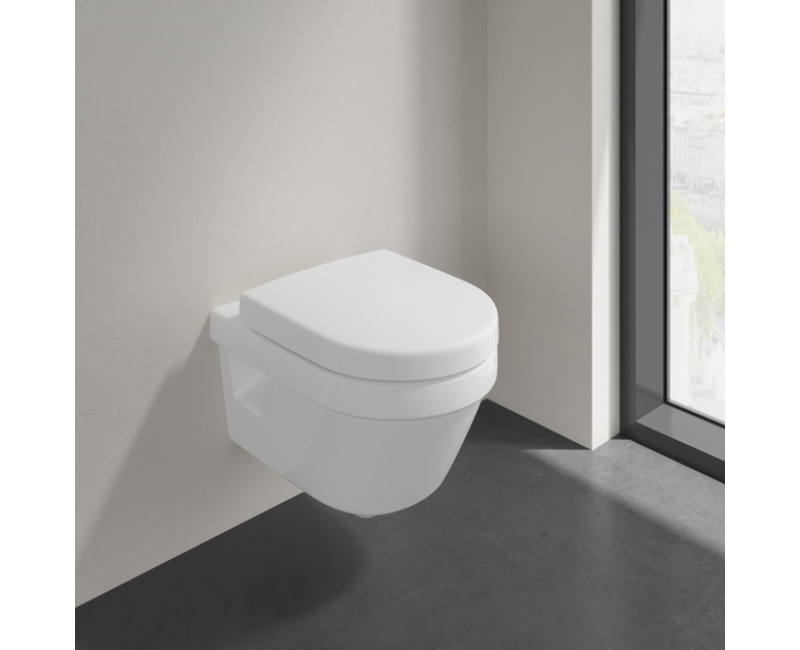 Piekaramais pods Villeroy & Boch Architectura CeramicPlus DirectFlush Rimfree Skalošana, vāks ar SoftClose, Balts 4687HRR1