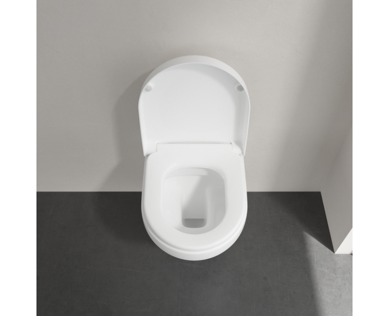 Piekaramais pods Villeroy & Boch Architectura CeramicPlus DirectFlush Rimfree Skalošana, vāks ar SoftClose, Balts 4687HRR1
