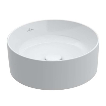 Vannas istabas izlietne Villeroy & Boch Collaro 2.0, D40cm, TitanCeram keramika ar CeramicPlus apdari, Uz virsmas, Balta 4A1840R1