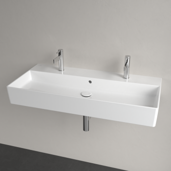 Vannos kambario kriauklė Villeroy & Boch Memento 2.0 dviguba kriauklė 100x47cm, TitanCeram keramika su CeramicPlus danga, Balta 4A221LR1