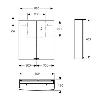 Spoguļskapītis Geberit Option 60x68x18cm ar Apgaismojumu Balts 500.273.00.1