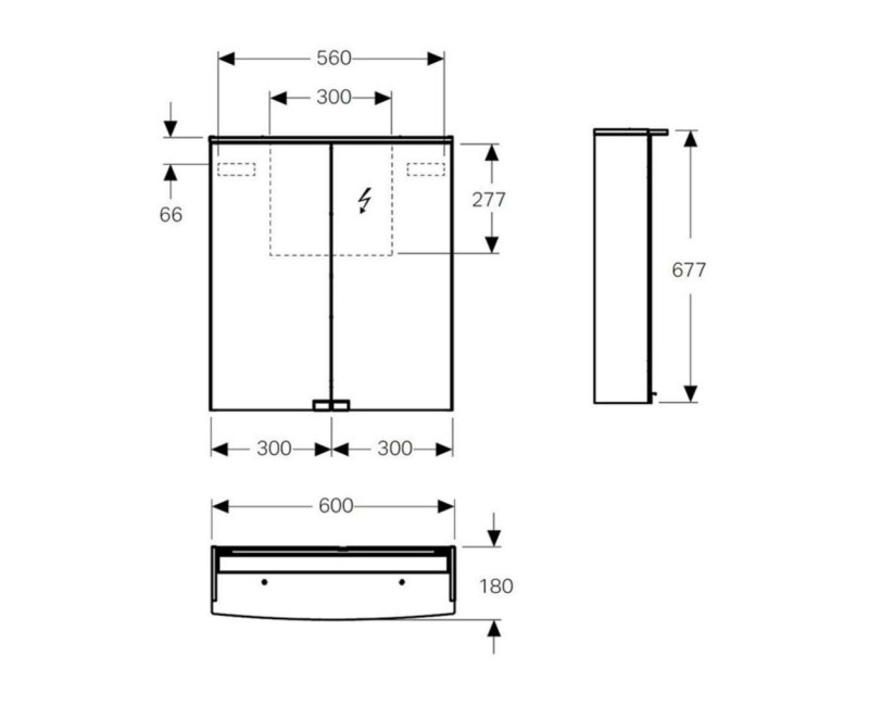Veidrodis Geberit Option 60x68x18cm su Apšvietimu Baltas 500.273.00.1