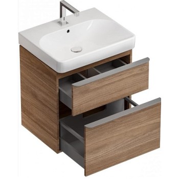 Шкафчик под раковиной Geberit Smyle Square 58x47x62см, (без раковины) 2 ящика, орех 500.352.JR.1
