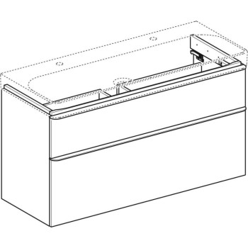 Vannas istabas skapītis Geberit Smyle Square 118x47x62cm, (Bez izlietnes) 2 atvilknes, Balts 500.355.00.1