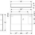Spoguļskapītis Geberit Option 90x70x15cm ar Apgaismojumu 500.583.00.1