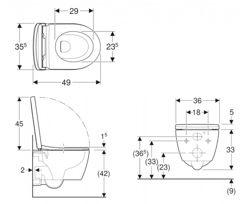 Подвесной унитаз Geberit iCon Rimfree, с крышкой SoftClose, матовый белый