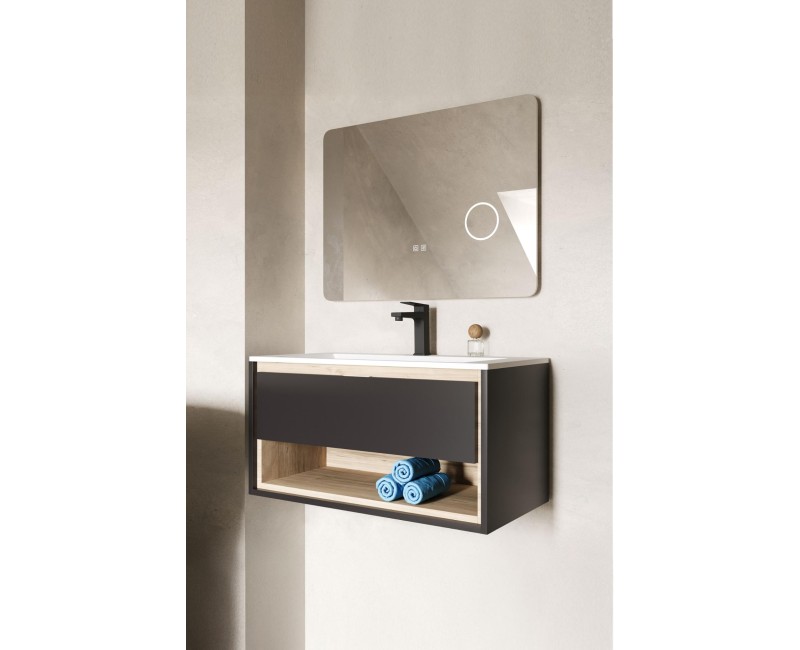 Vannas istabas spogulis Kielle Idolio ar LED apgaismojumu un apsildi 60x80cm +kosmētikas spogulis  50324021