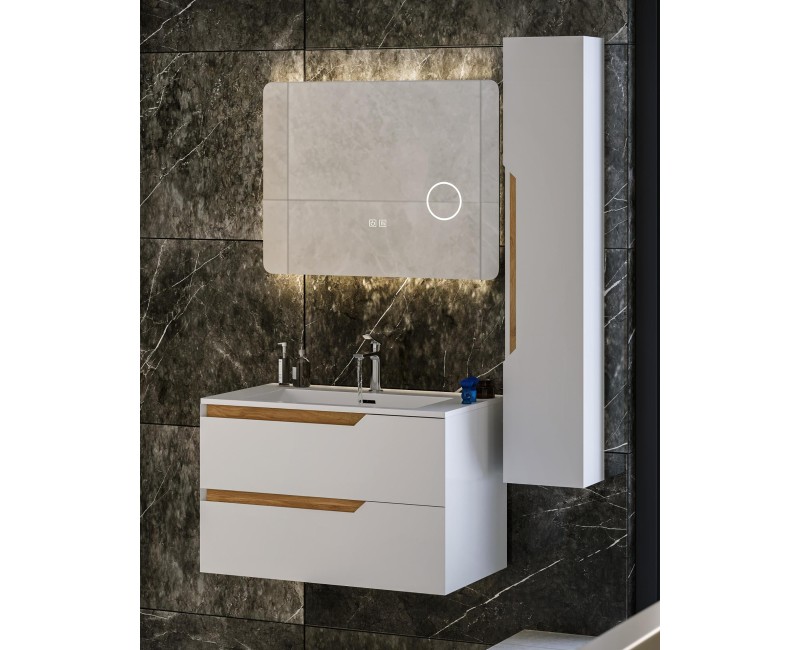 Vannas istabas spogulis Kielle Idolio ar LED apgaismojumu un apsildi 60x80cm +kosmētikas spogulis  50324021