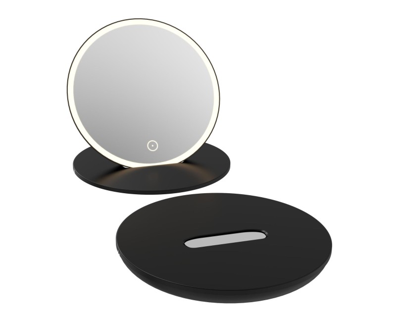 Косметическое зеркало Kielle Idolio со LED подсветкой, черное 50324034