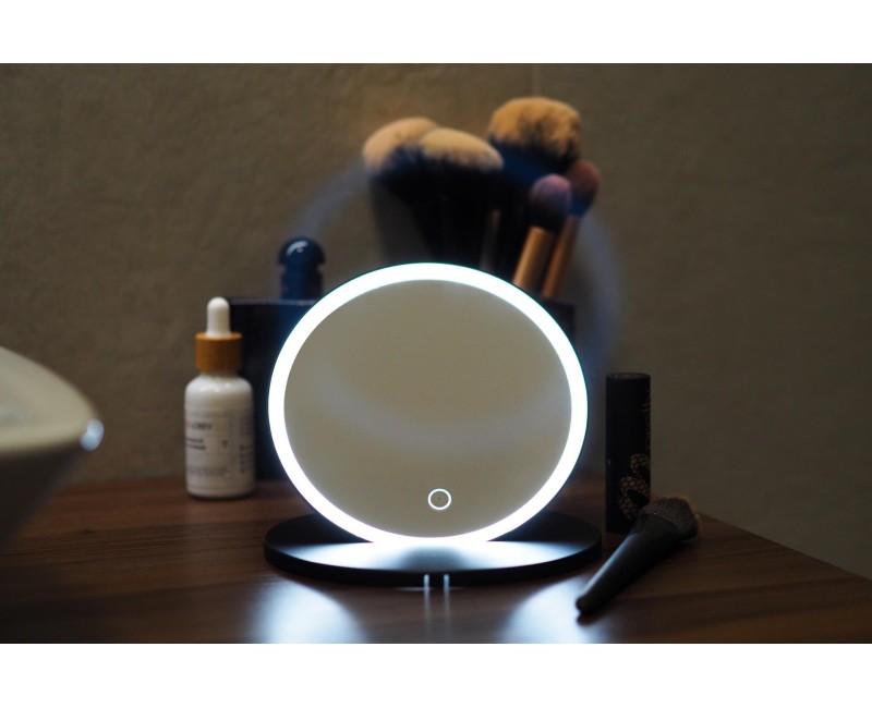 Косметическое зеркало Kielle Idolio со LED подсветкой, черное 50324034