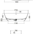 Вольностоящая ванна Kludi Resa каменная масса 180x80см, белый матовый 51BF0153