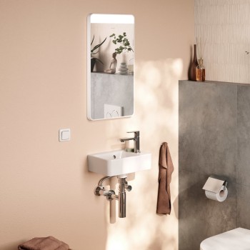 Vonios kambario veidrodis Hansgrohe Xarita Lite Q su LED apšvietimu, 70x36cm, matinė balta 54955700