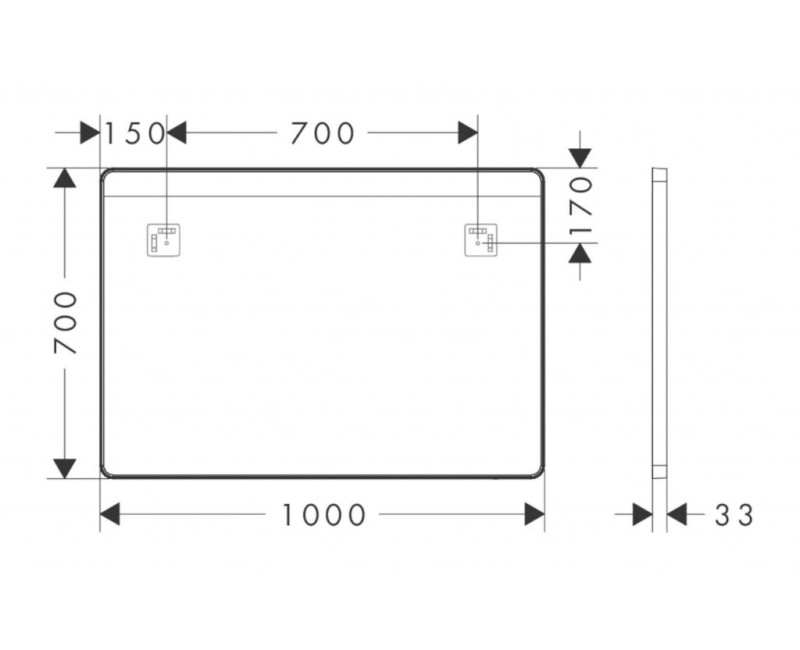 Vonios kambario veidrodis Hansgrohe Xarita Lite Q su LED apšvietimu, 70x100cm Baltas Matinis 54959700