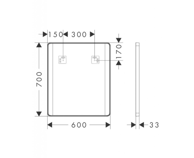Vannas istabas spogulis Hansgrohe Xarita Lite Q ar LED apgaismojumu, 70x60cm Melns Matēts 54962670