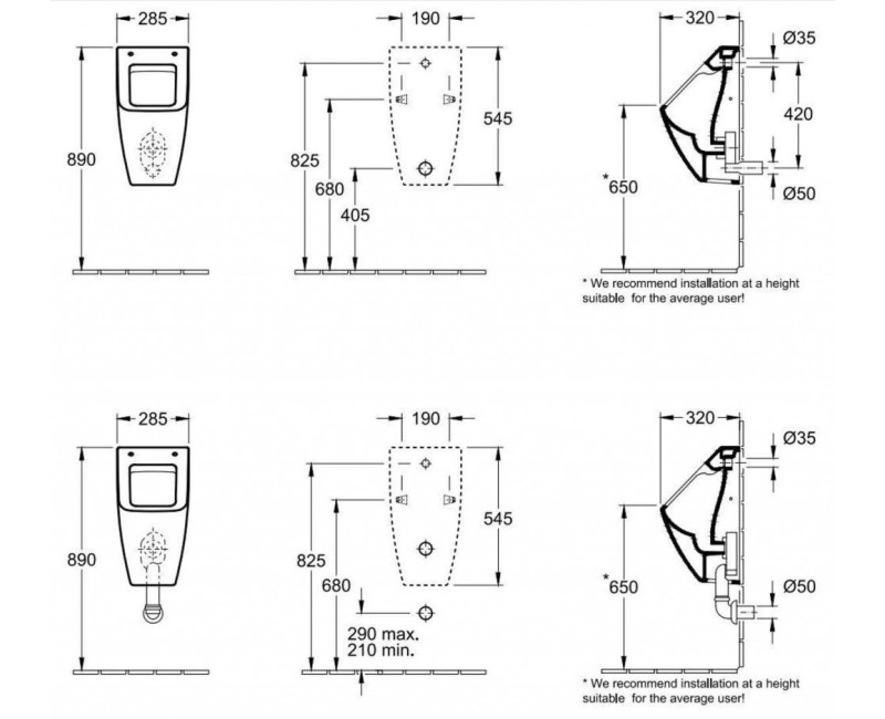 Pisuārs Villeroy & Boch Venticello CeramicPlus, DirectFlush Rimfree skalošana, Bez vāka 5504R1R1