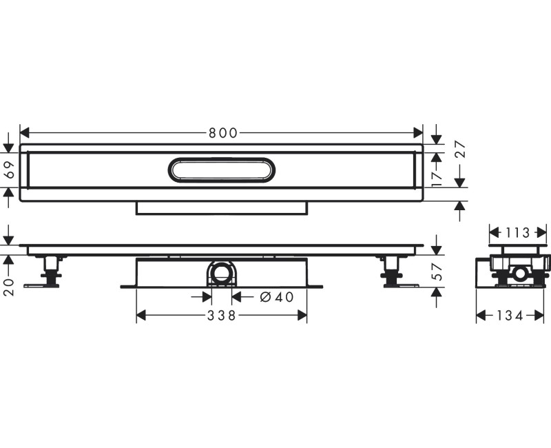 Dušas kanāls Hansgrohe uBox universal CS 800mm H=57mm 56018180