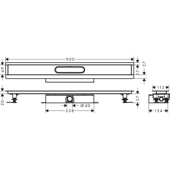 Dušas kanāls Hansgrohe uBox universal CS 900mm H=57mm 56019180