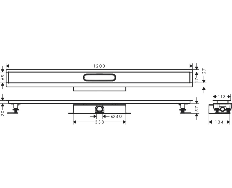 Душевой слив Hansgrohe uBox универсальный CS 1200 мм H=57мм  56021180