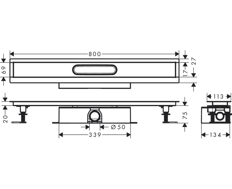 Душевой слив Hansgrohe uBox универсальный CS 800 мм H=75mm 56024180