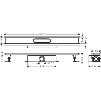 Dušas kanāls Hansgrohe uBox universal CS 900mm H=75mm 56025180