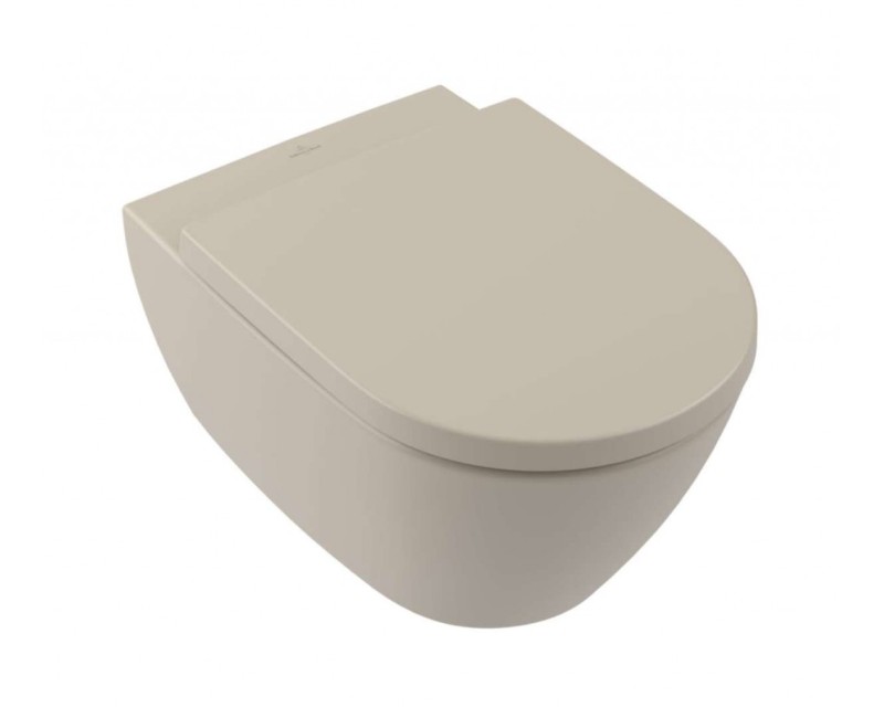 Подвесной Унитаз Villeroy & Boch Subway 2.0 DirectFlush Rimfree AquaReduct смыв, CeramicPlus, цвет миндаля 5614R0AM