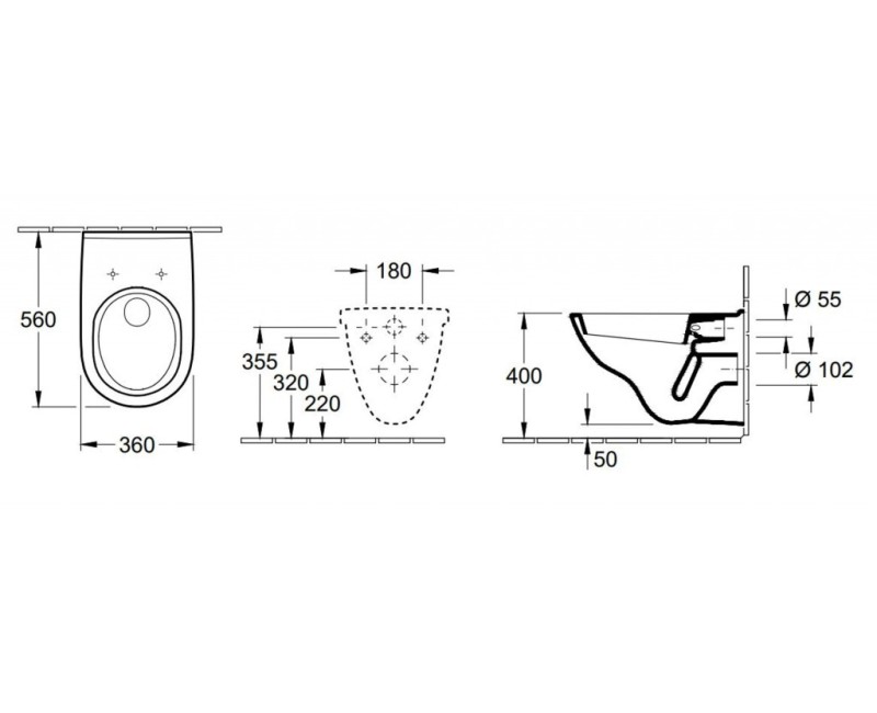 Pakabinamas tualetas Villeroy & Boch O.novo be dangčio baltas 56601001