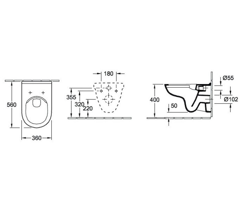 Pakabinamas tualetas Villeroy & Boch O.novo Rimless Be dangčio 5660R001